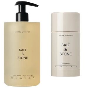 New Salt & Stone BUNDLE Santal and Vetiver Deodorant & Body Wash
